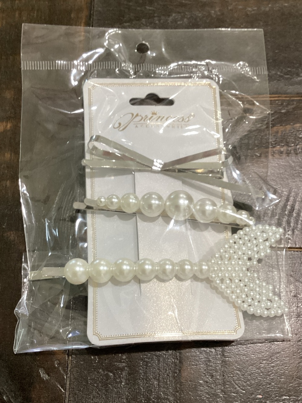 Princess Pearl Accent Hair Clip Set - White